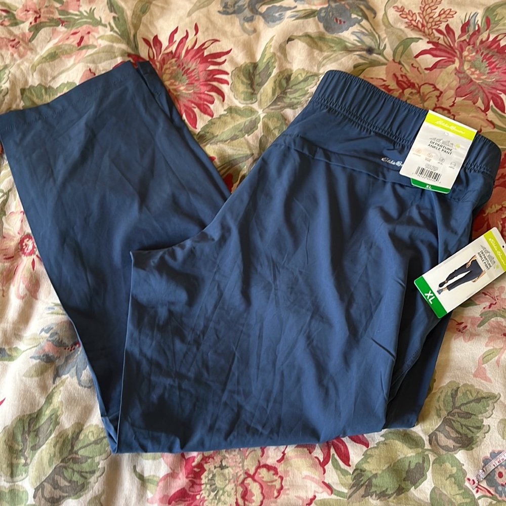 EDDIE BAUER Size XL Departure Ankle Pant Casual PullOn FlatFront Pkts $59 NEW